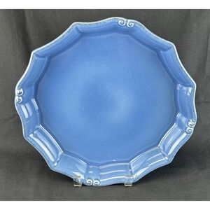 Casa Stone Vintage Port By Casafina Portuguese Stoneware Blue 11" Ruffle Edge